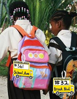 Kids with Backpack Tags